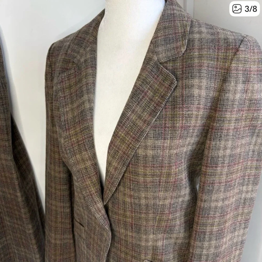 Miss Pendleton Vintage Virgin Wool Skirt Blazer Set Plaid Brown Size 4 / Small - Picture 3 of 8
